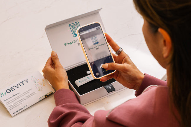 Woman registering MyGEvity DNA Kit