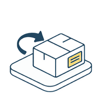 Package icon with u-turn arrow