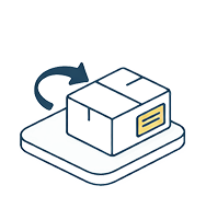Package icon with a u-turn arrow