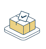 Package icon with checkmark